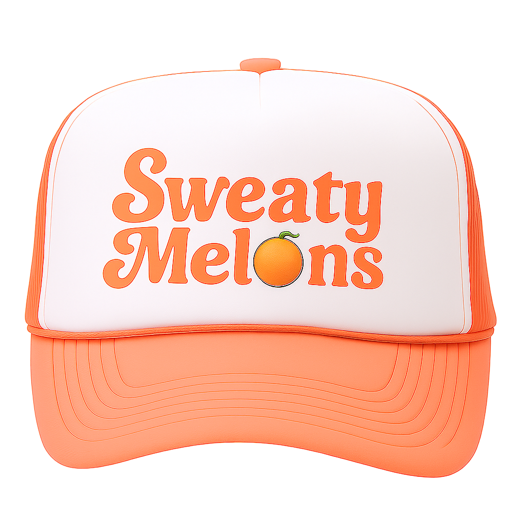 Sweaty Melons Trucker Hat, Cantaloupe Orange